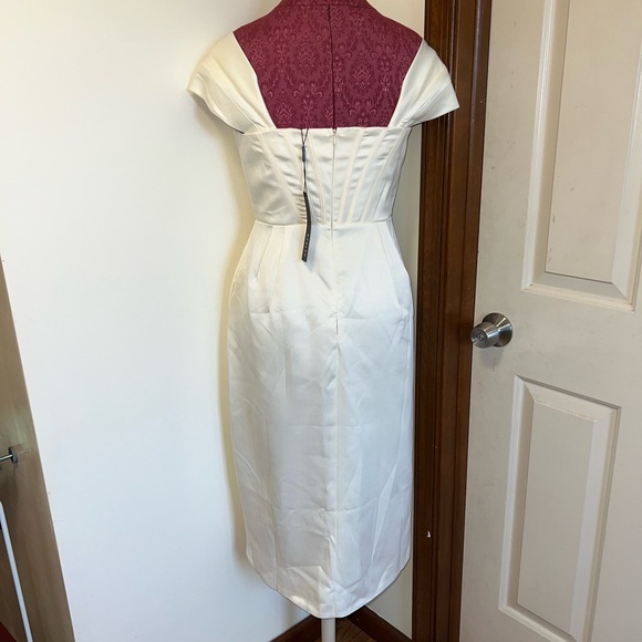 Beulah Ivory Cream Off-The-Shoulder Corset Midi Dress (Size Large) - NWT 💍✨ - Picture 5 of 9